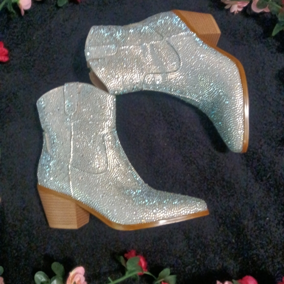 💙NWOT Rhinestone Booties for Women LSparkly Cowgirl Boots - Picture 2 of 4